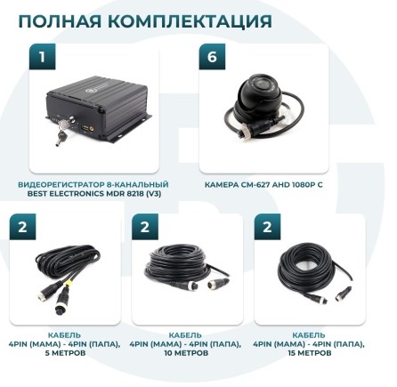 Комплект видеонаблюдения для автобусов большой вместимости